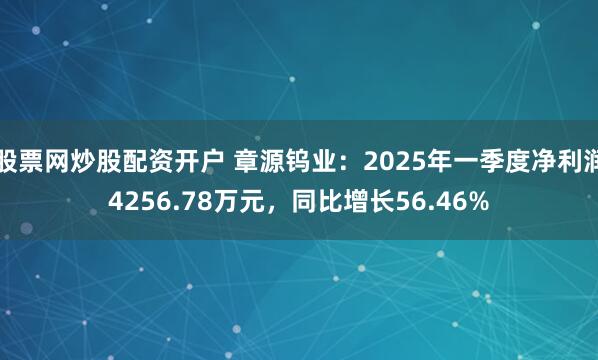 股票网炒股配资开户 章源钨业：2025年一季度净利润4256.78万元，同比增长56.46%